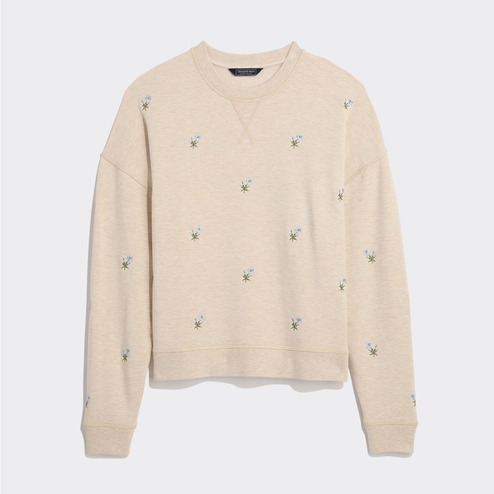 Dreamcloth Embroidered Crewneck Sweatshirt AFloral Emd Stone